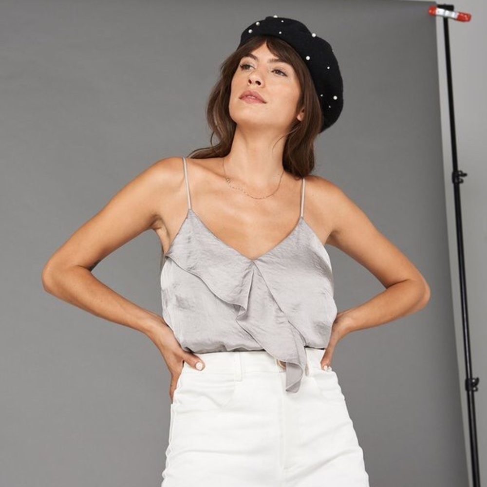 Whimsy & Row Emily Ruffle Cami - Silver